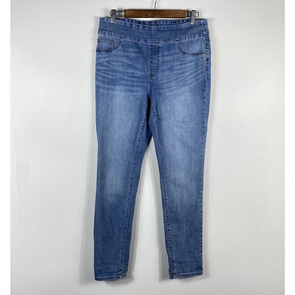 Chico's Denim - Chico's Size 8 Denim Pull On Jeggings Jeans Blue Medium Wash Pockets Stretch